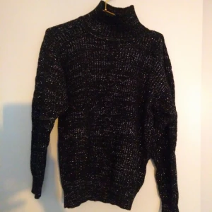  - Stickad löst sittande polotröja med glitter. Minns ej inköpsställe.
