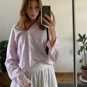 Linne skjorta - Min drömmiga skjorta i linne säljer jag nu, den är rosa och vit randig och i storlek S