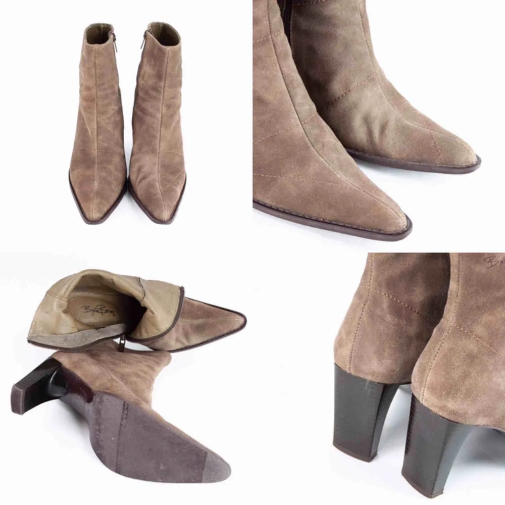 Vintage Björn Borg real suede leather pointed toe heeled ankle boots in brownish ash grey Barely visible signs of wear Label: 37, feels true to size Price is final! Free shipping! Ask for the full description! No returns!. Skor.