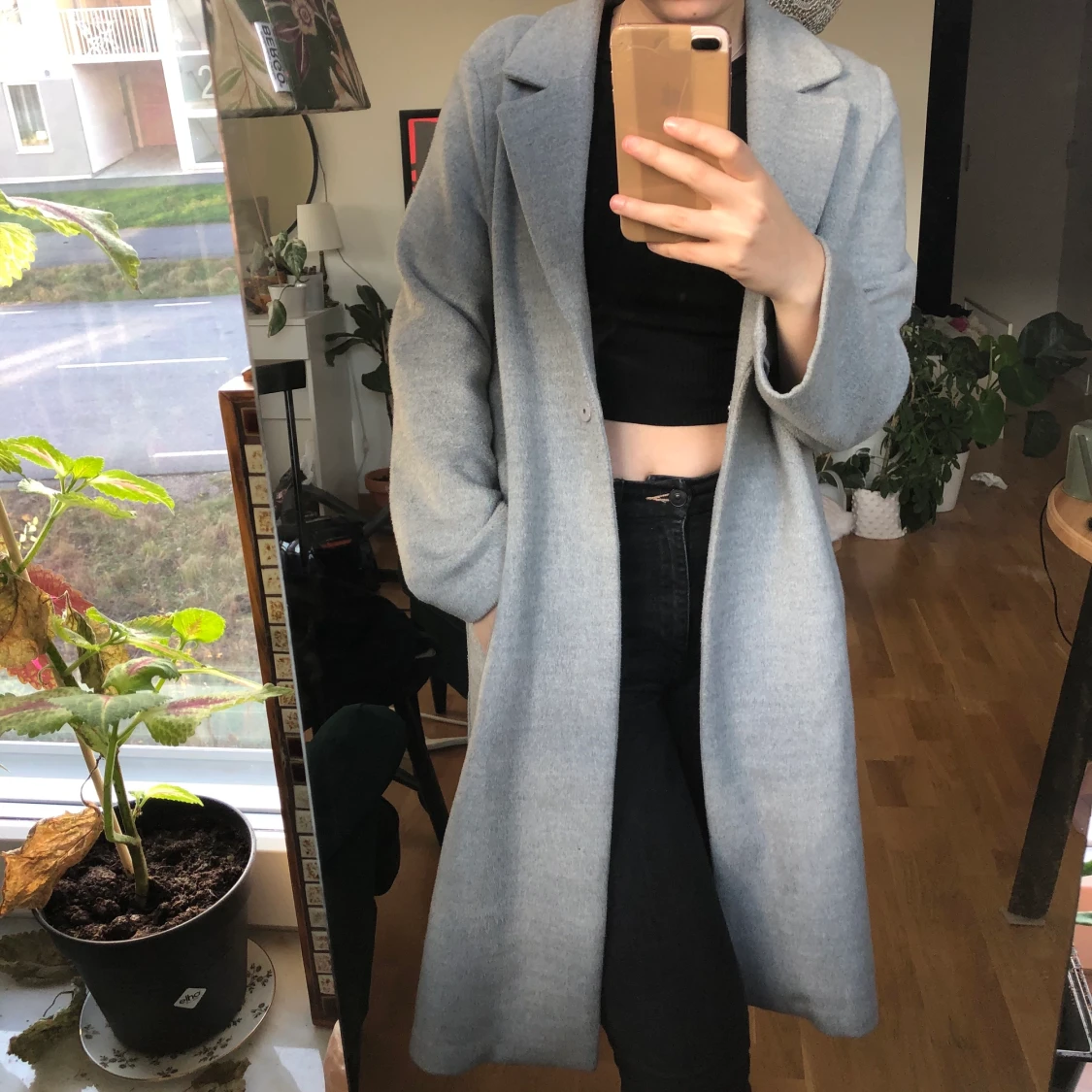 Grå lång kappa - 91