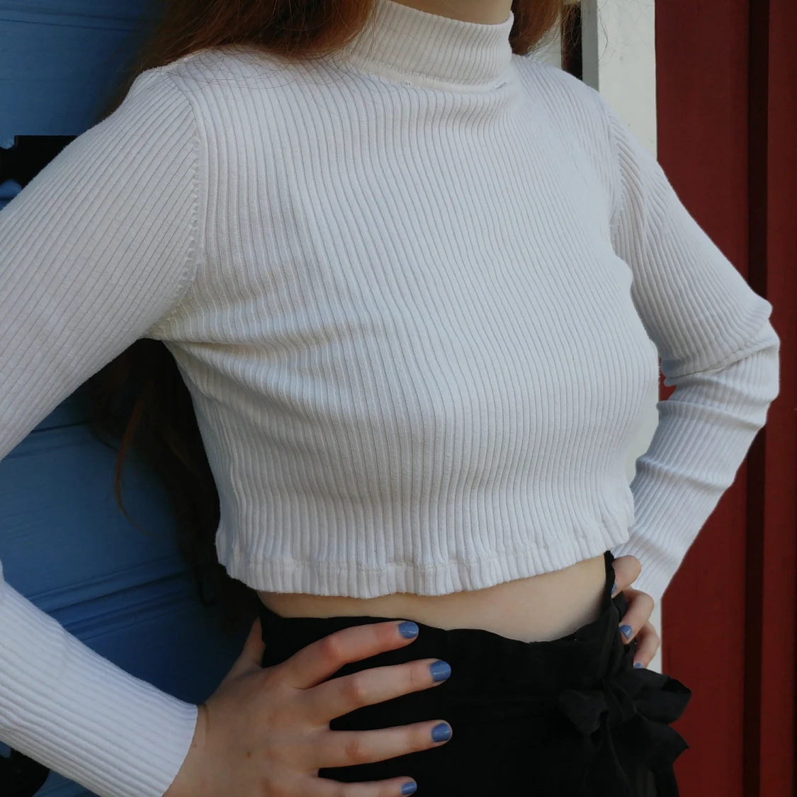 White turtleneck crop top