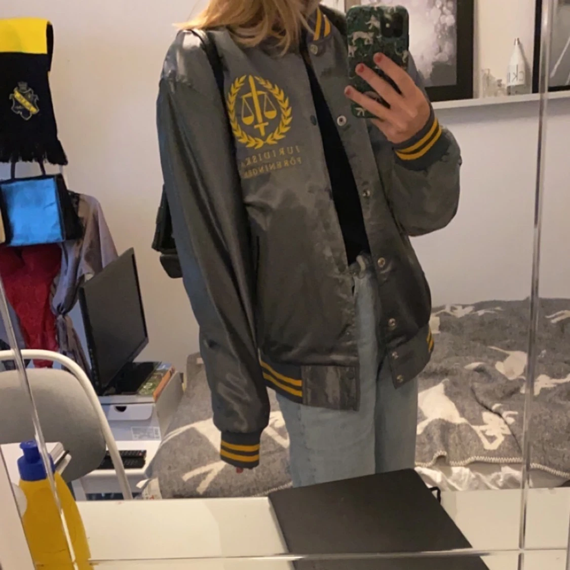 Baseball jacka grå och gul - 90