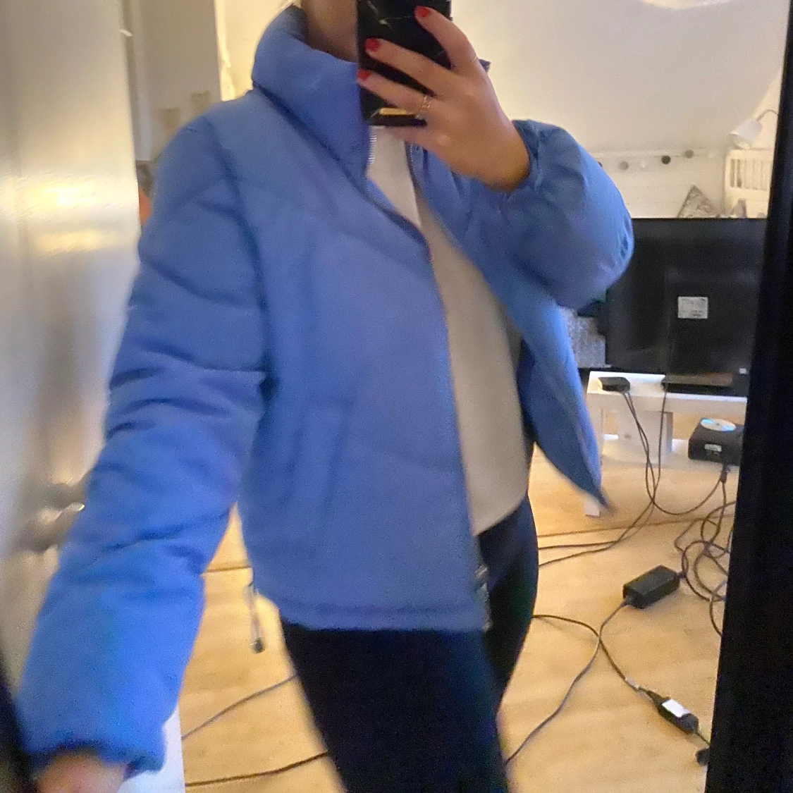 Blå pufferjacket - 90