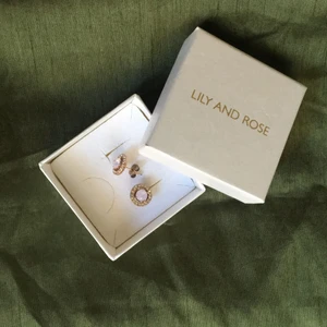 Vackra märkesörhängen - Vackra örhängen från LILY & ROSE i rose färg med supersöt rosa sten. Mycket fint skick på både örhängen och kartong. Frakt tillkommer.