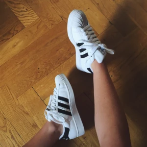  - Hej!  Adidas Superstar i storlek 36.5! Helt oanvända bara att den vänstra skon har stått som skyltex i butik och har då blivit lite skitigare (se bild 3). Kan mötas upp i Skanstull eller skicka på posten om köparen står för frakten! 💋