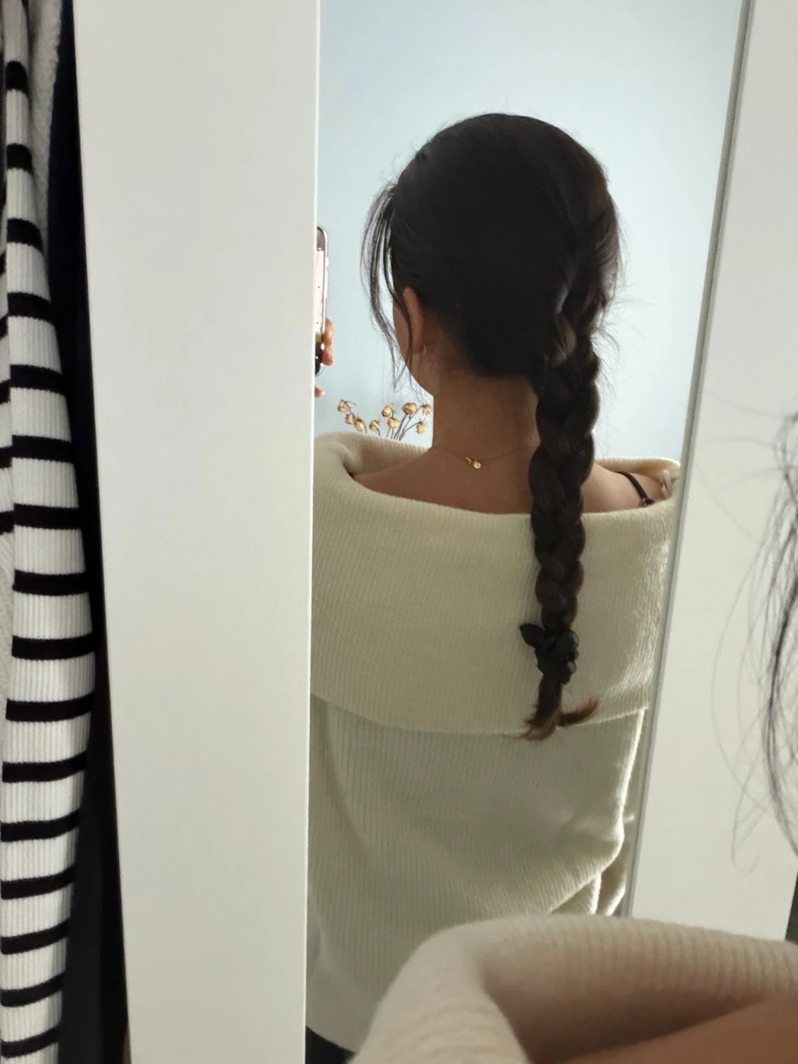 Off shoulder stickad tröja cremevit - 1