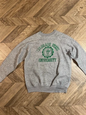 Grå Colarado sweatshirt  - Säljer en klassisk grå sweatshirt med trycket 'Colorado State University' i grönt framtill. Tröjan har rund hals, långa ärmar och ribbade muddar vid ärmslut och nederkant. Perfekt för en avslappnad och sportig stil.