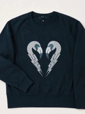 Diesel sweatshirt grafiskt tryck Premium y2k  - Cool svart sweatshirt från Diesel med ett unikt tryck av två flamingos och blixtar på bröstet. Tröjan har rund hals, ribbade muddar och är tillverkad i mjukt material som känns skönt mot huden. Perfekt för dig som gillar streetwear och grafiska prints.
