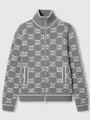 Gucci GG Jacquard Wool Bouclé Cardigan Grey - Grå cardigan/kofta från guccis nya kollektion 