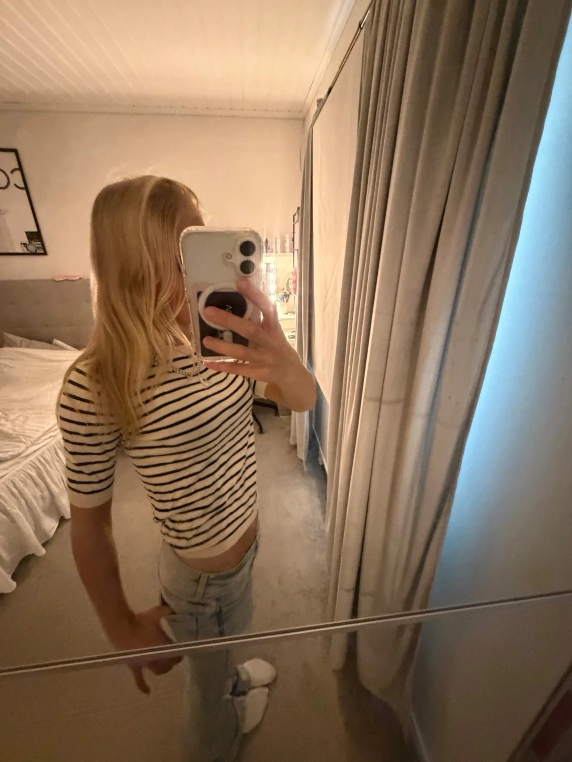 Randig croppad topp i bomull - 1