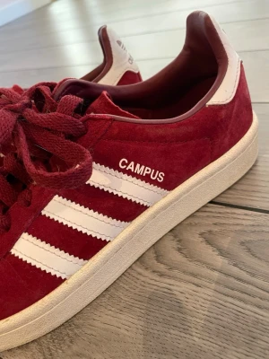 Adidas Campus vinröda sneakers - Säljer ett par Adidas Campus sneakers i vinrött/mörkrött. Smutsiga på insidan men superfina utvändigt! I storlek 36 2/3. 
