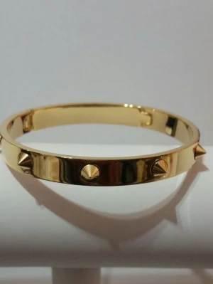 Nit armband - GuldArmband med nitar. Inte använt så vet inte om det rostar elr it.
