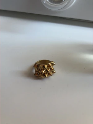 Guldfärgad ring med nitar Edblad  - Cool ring i guldfärgad metall med flera små nitar runt hela bandet. Ringen har en chunky och edgy design som sticker ut och passar perfekt för dig som gillar statement-smycken.