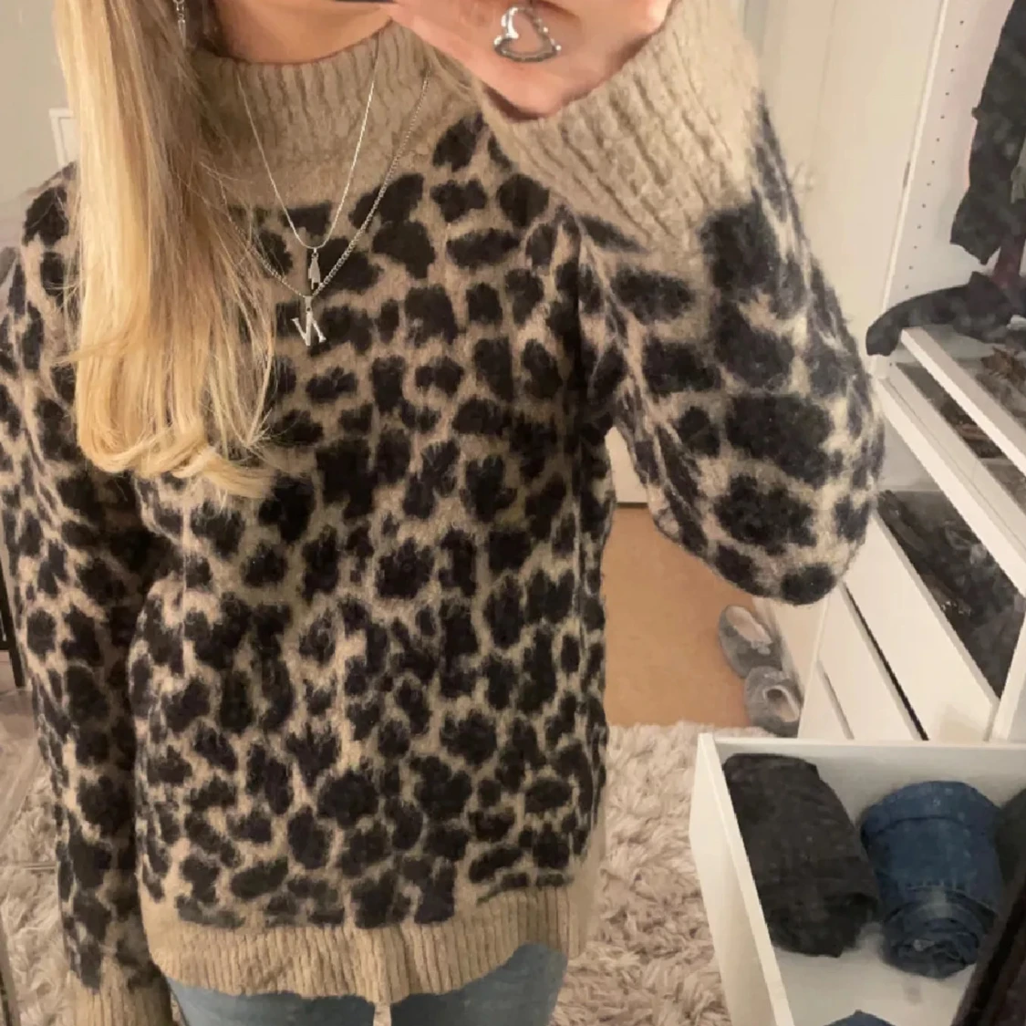 Leopardmönstrad stickad tröja - 90