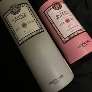 35:- för båda. en”cleansing powder 120ml” och en ”quick dry heat spray 150ml”, båda är ÖPPNADE och ANVÄNDA men cirka hälften kvar i båda. säljer dom då dom inte används längre. jag tar betalt via swish direkt vid köp, och skickar därefter. Porto 58:-