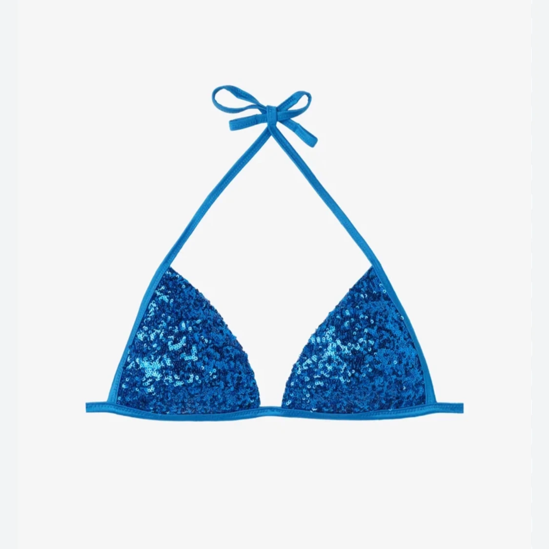 Blå glittrig bikiniöverdel