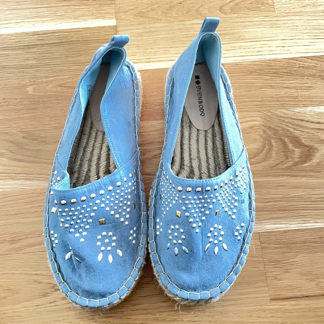Blå espadrillos med flätad sula - 4