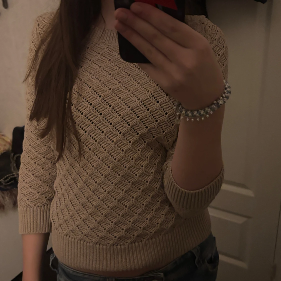 Beige stickad tröja - 1