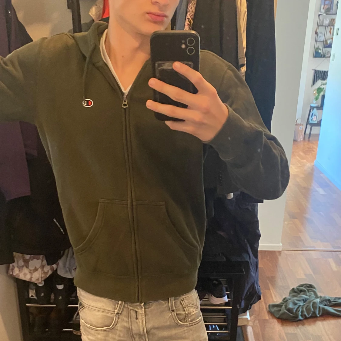 Grön Champion Zip Hoodie - 93