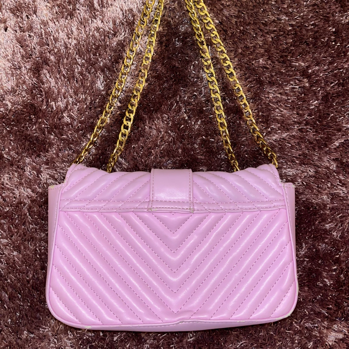 Rosa quiltad axelväska - 90