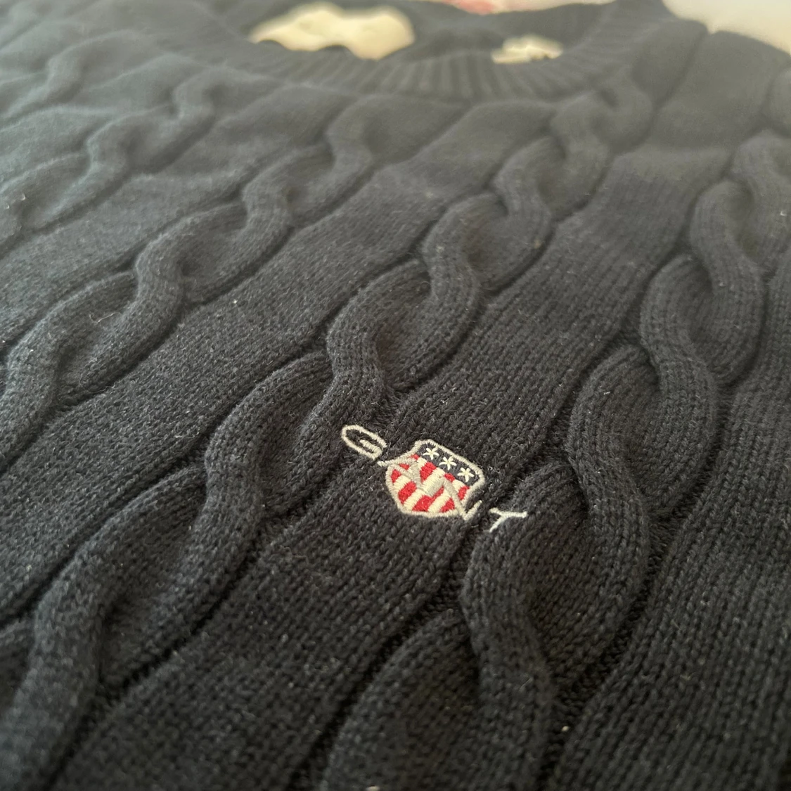 Gant bomullströja, kabelstickad sweatshirt - 91