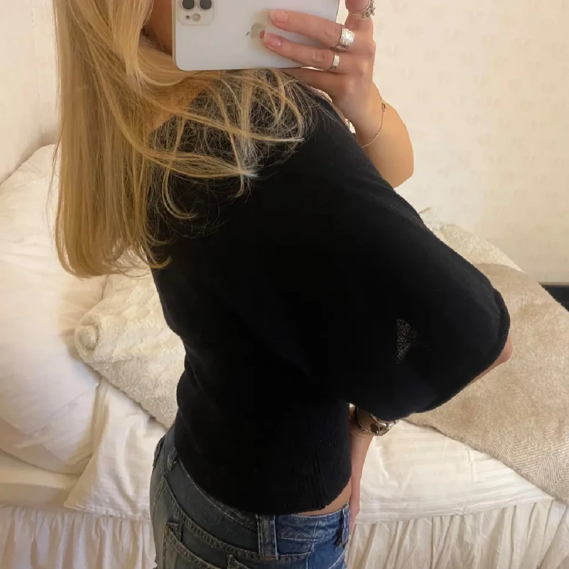 Svart ribbad topp  - 2