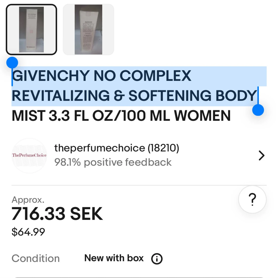 Givenchy No Complex Body Mist 100ml - 1