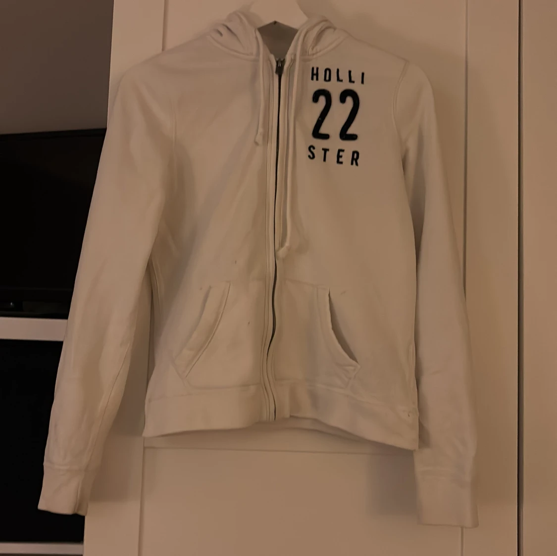 Vit hoodie från Hollister
