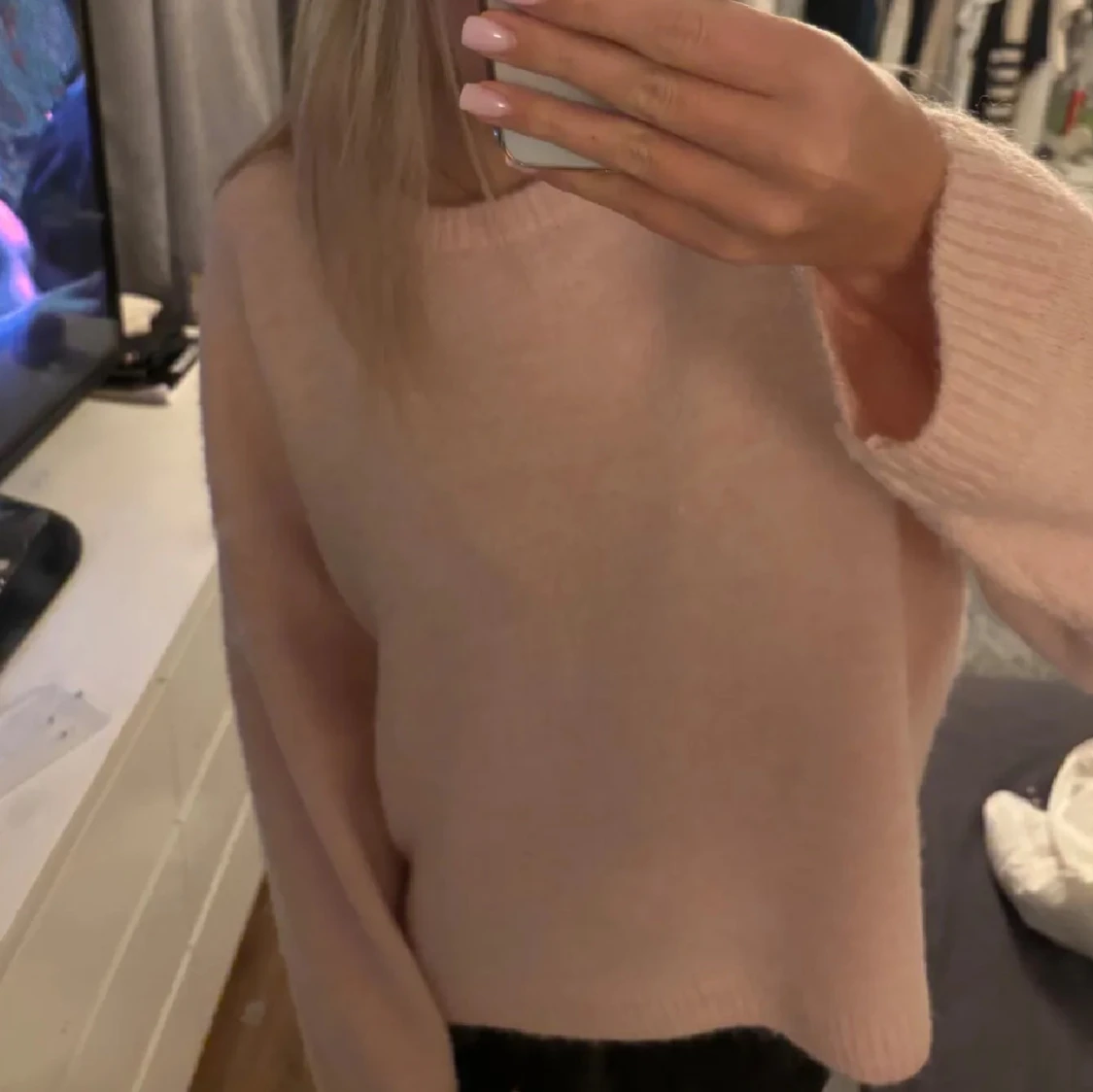 Rosa stickad tröja - 90