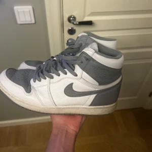 Nike Air Jordans i vitt och grått - Hej säljer min jordans för jag använder dom inte längre. Kvitto finns men boxen har jag slängt. Det är bara att fråga om det är något