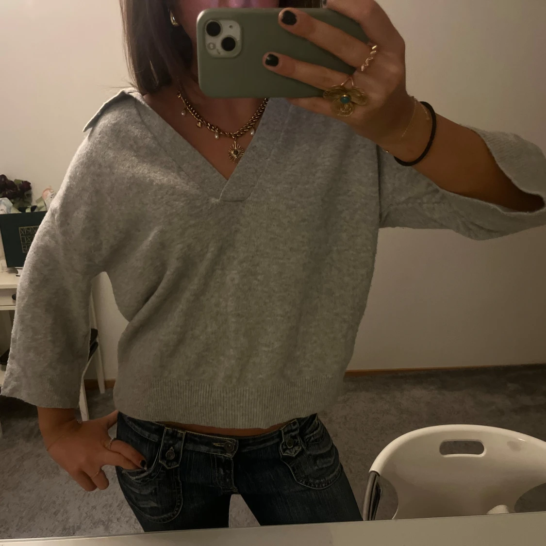 Stickad trekvartströja!