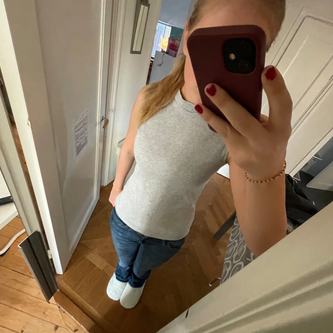 Snygg grå kortärmad topp - 90