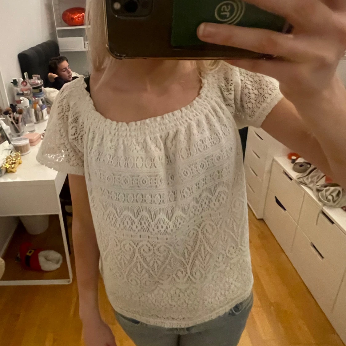 Vit mönstrad blus - 91