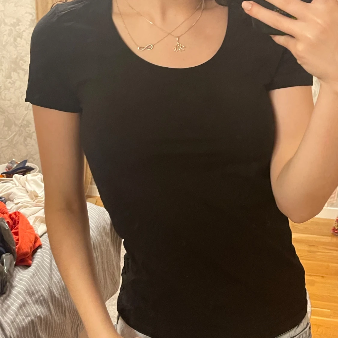 Svart kortärmad topp - 90