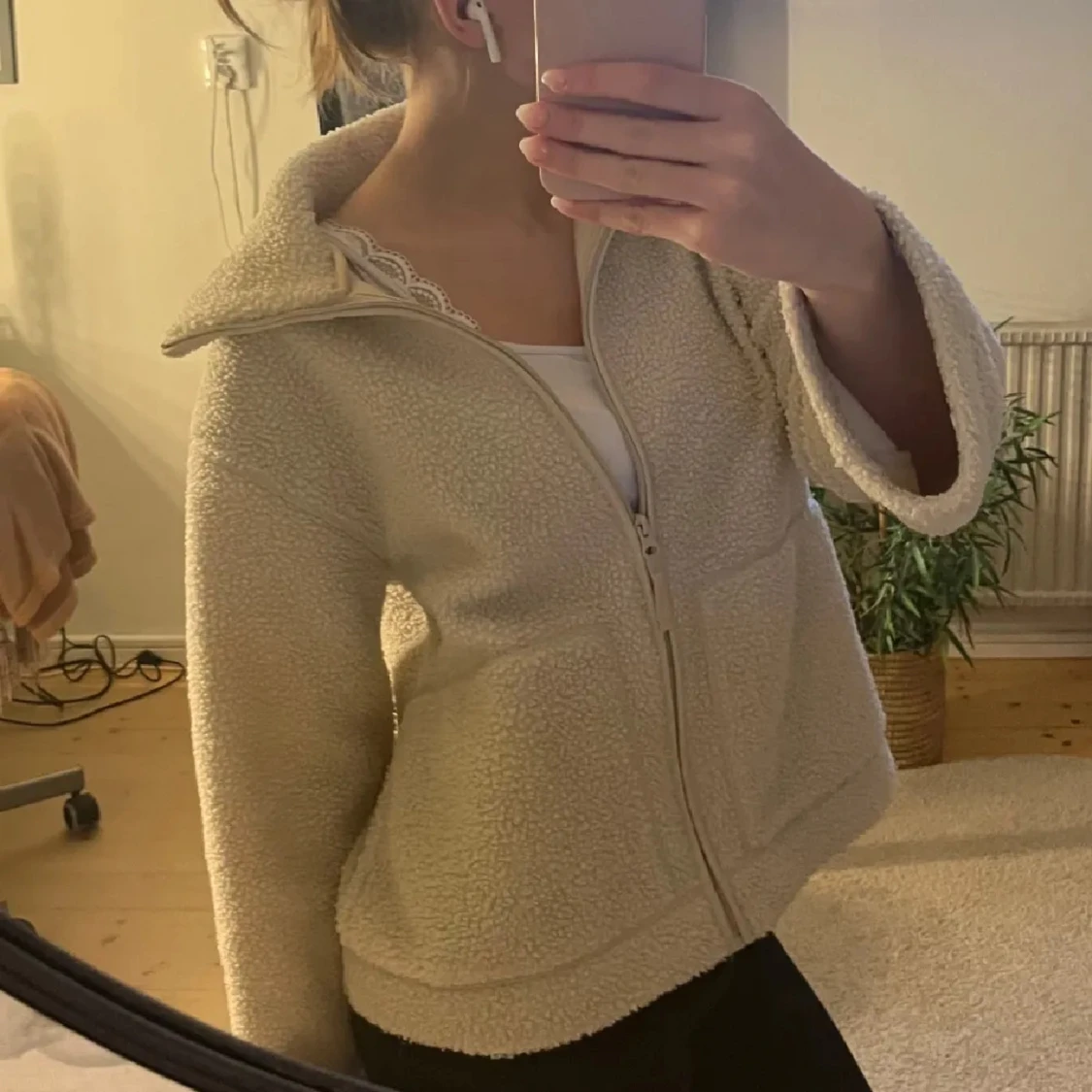 Beige teddyjacka  - 90