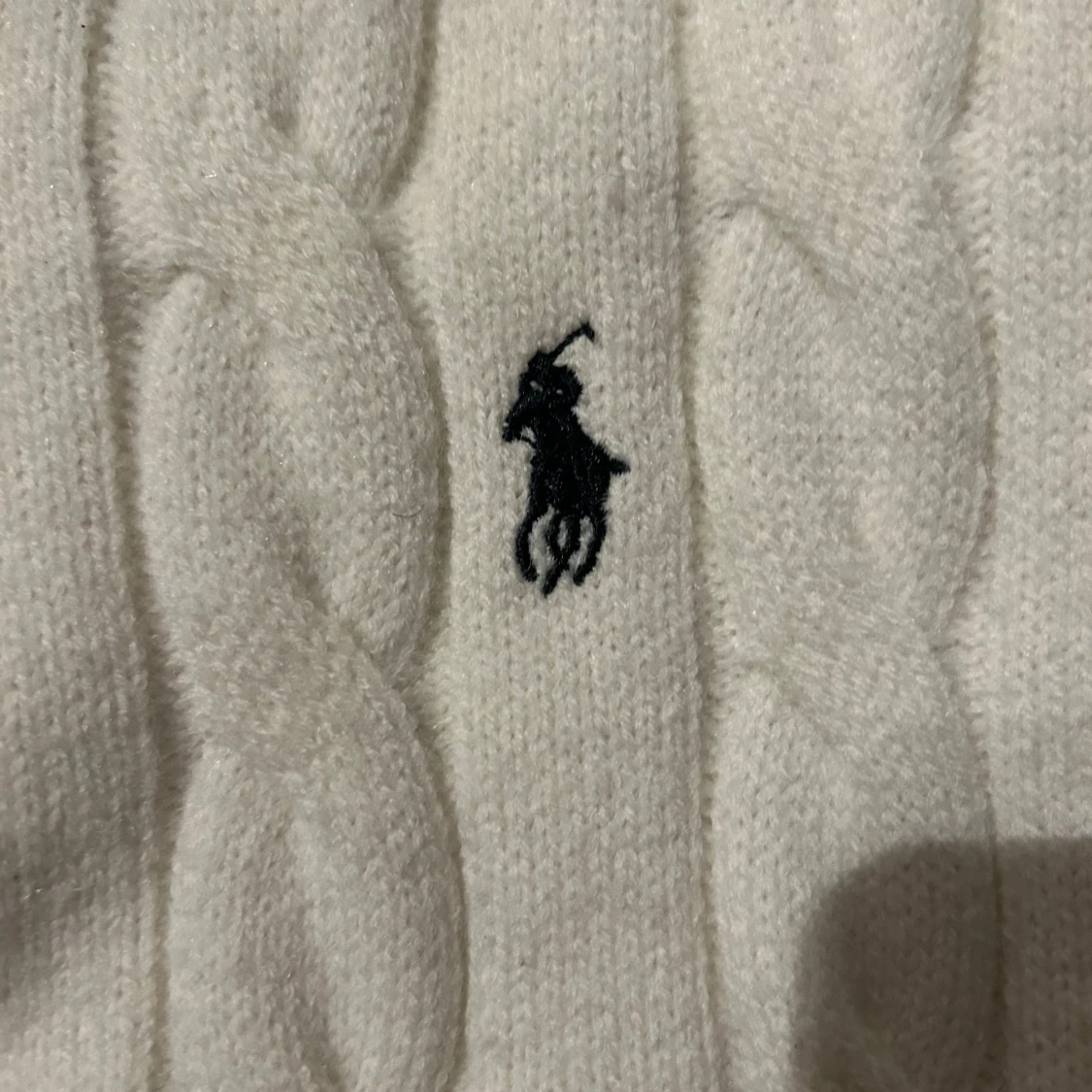 Vit cabelstickad halv zip från Ralph Lauren - 3