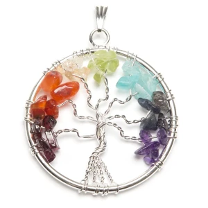 Chakrahänge livets träd - Kristallhänge till halsband, livets träd, äkta kristaller köptes på kristallrummet💓Min egna bild är tagen i ett mörkt rum med blixt därav ser ringen nästan svart ut men den är silvrig💞Har även fler kristaller så skriv även om ni kanske vill köpa någr