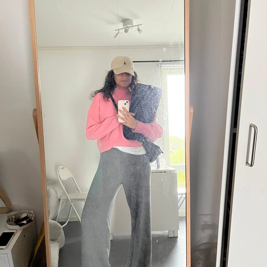 Rosa stickad tröja - 92