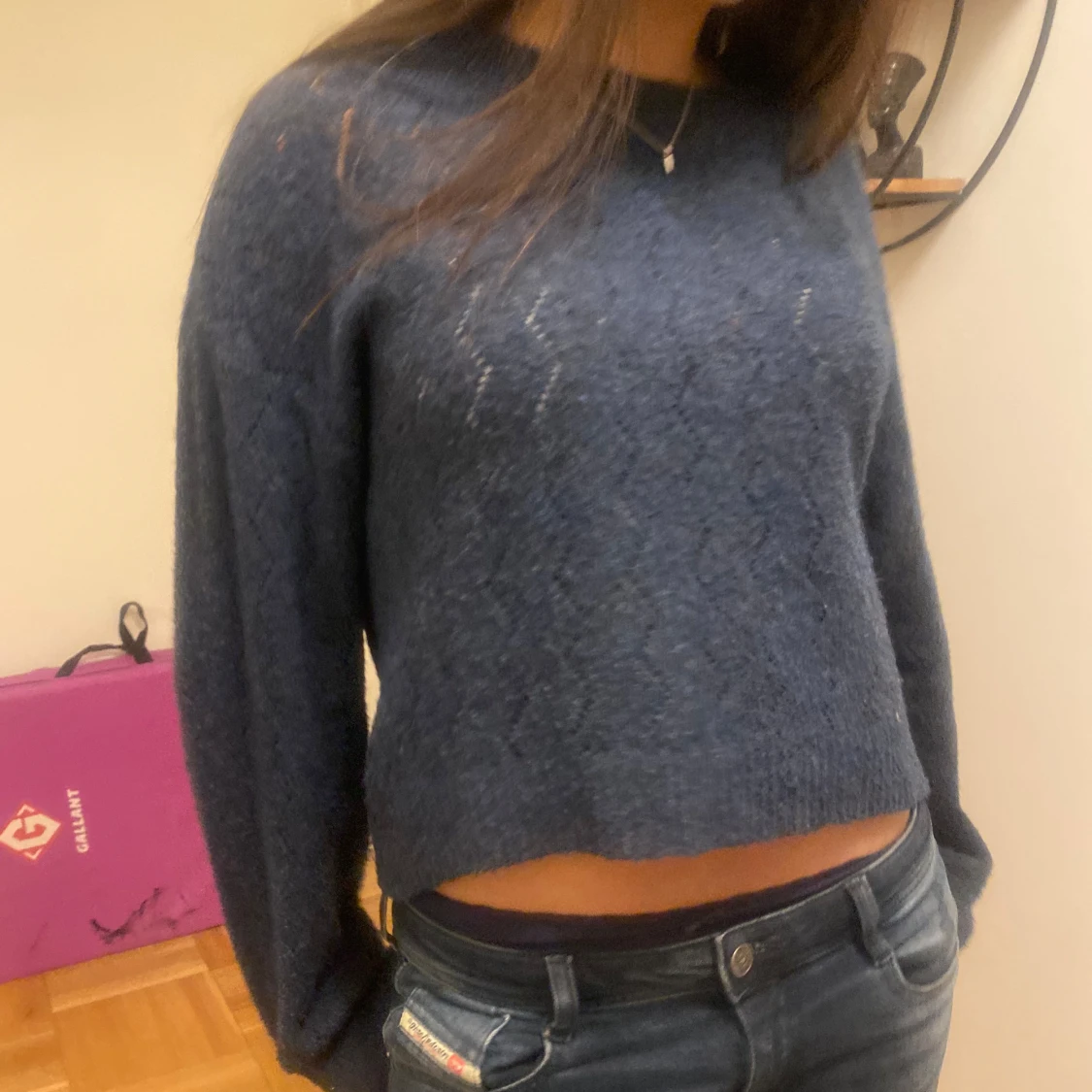 Mörkblå stickad tröja⭐️