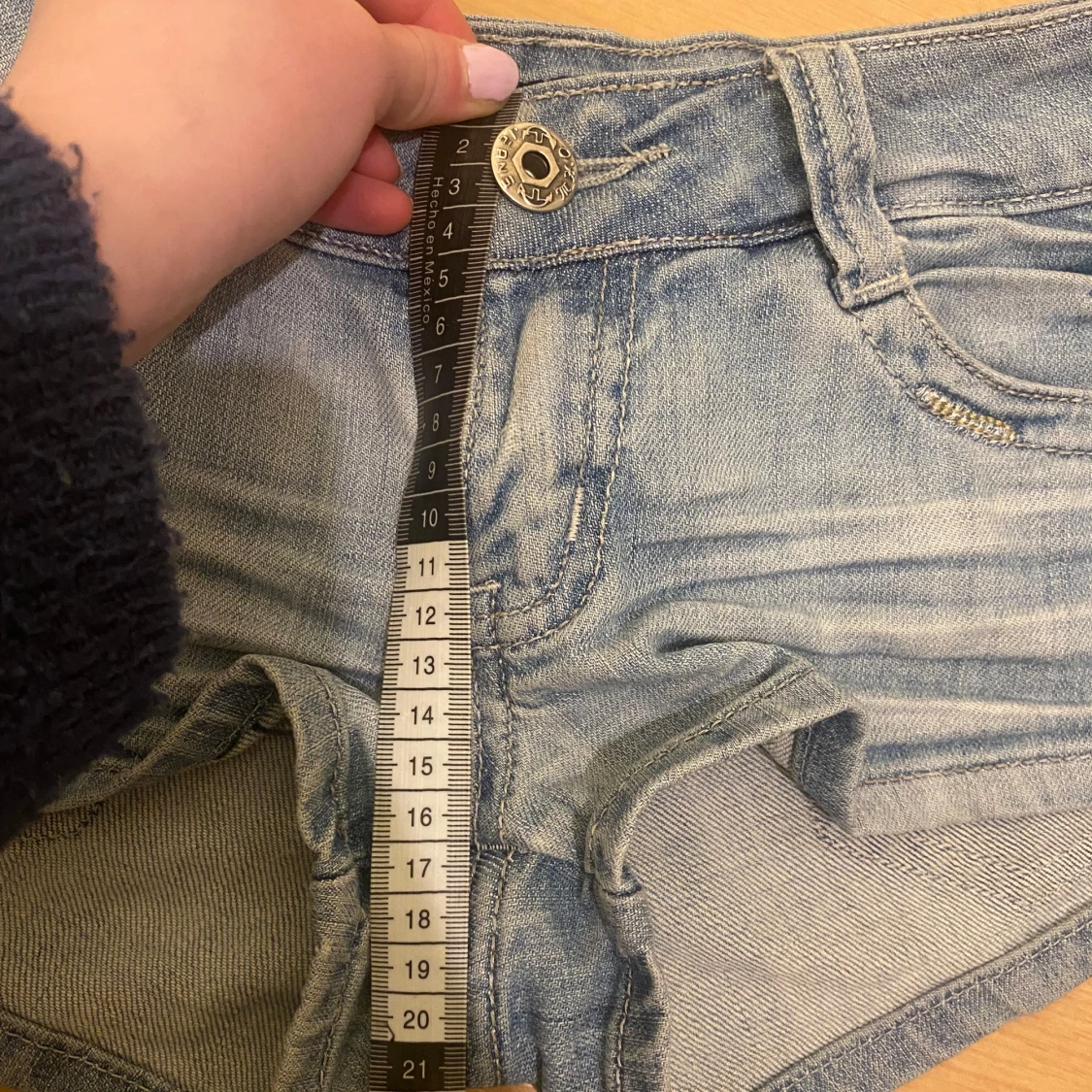 Blå jeansshorts lågmidjade korta - 91