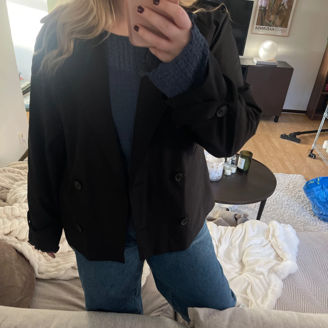 Svart trenchcoat  - 90