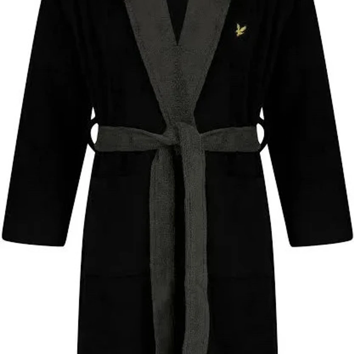 Svart morgonrock med broderad logga