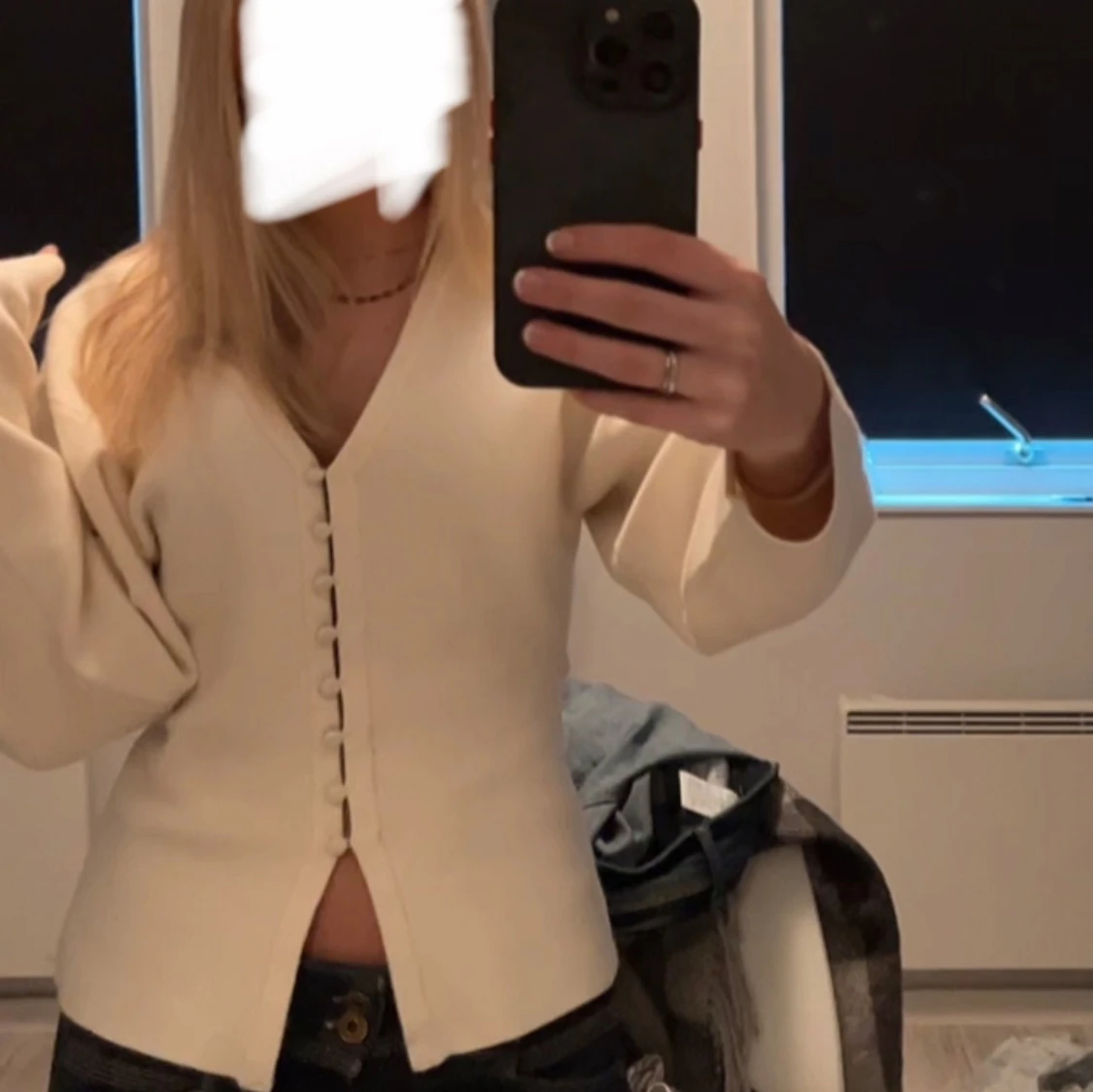 Vit långärmad  topp