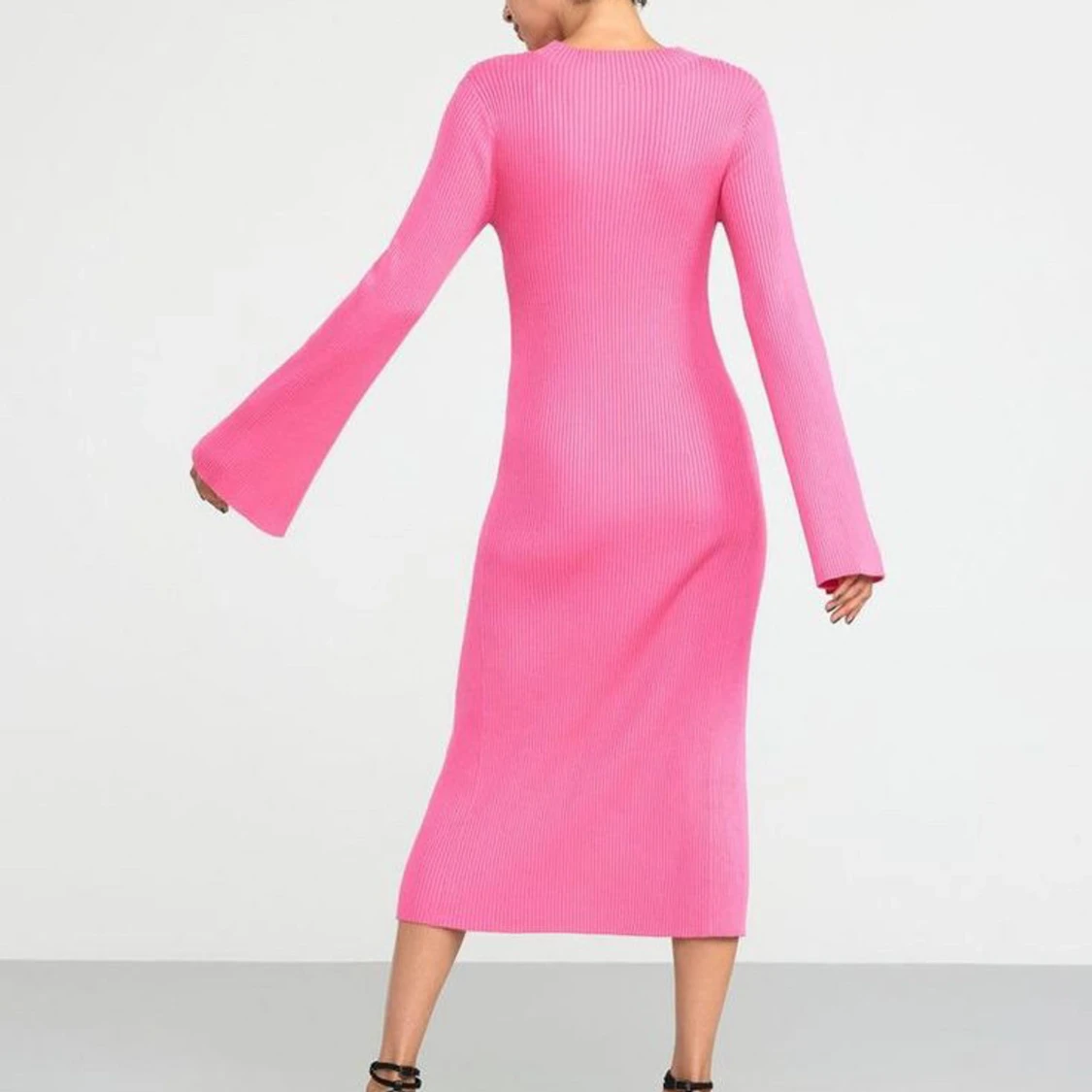 Rosa ribbad klänning från Lindex - 90