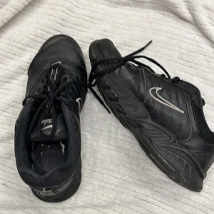 Svarta Nike sneakers - Svarta sneakers från Nike med snörning och en vit swoosh-logga på sidan. Skorna har en robust sula och är tillverkade i syntetmaterial.