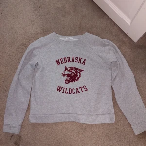 Grå sweatshirt med Nebraska Wildcats-tryck - Grå sweatshirt med ett Nebraska Wildcats-tryck i rött framtill från Cubus. Tröjan har långa ärmar och en klassisk rund halsringning.