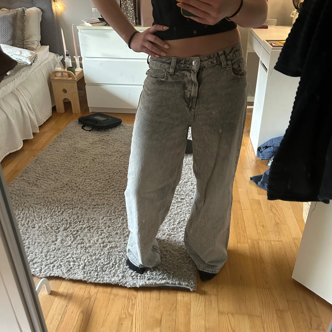 Grå jeans baggy - 1