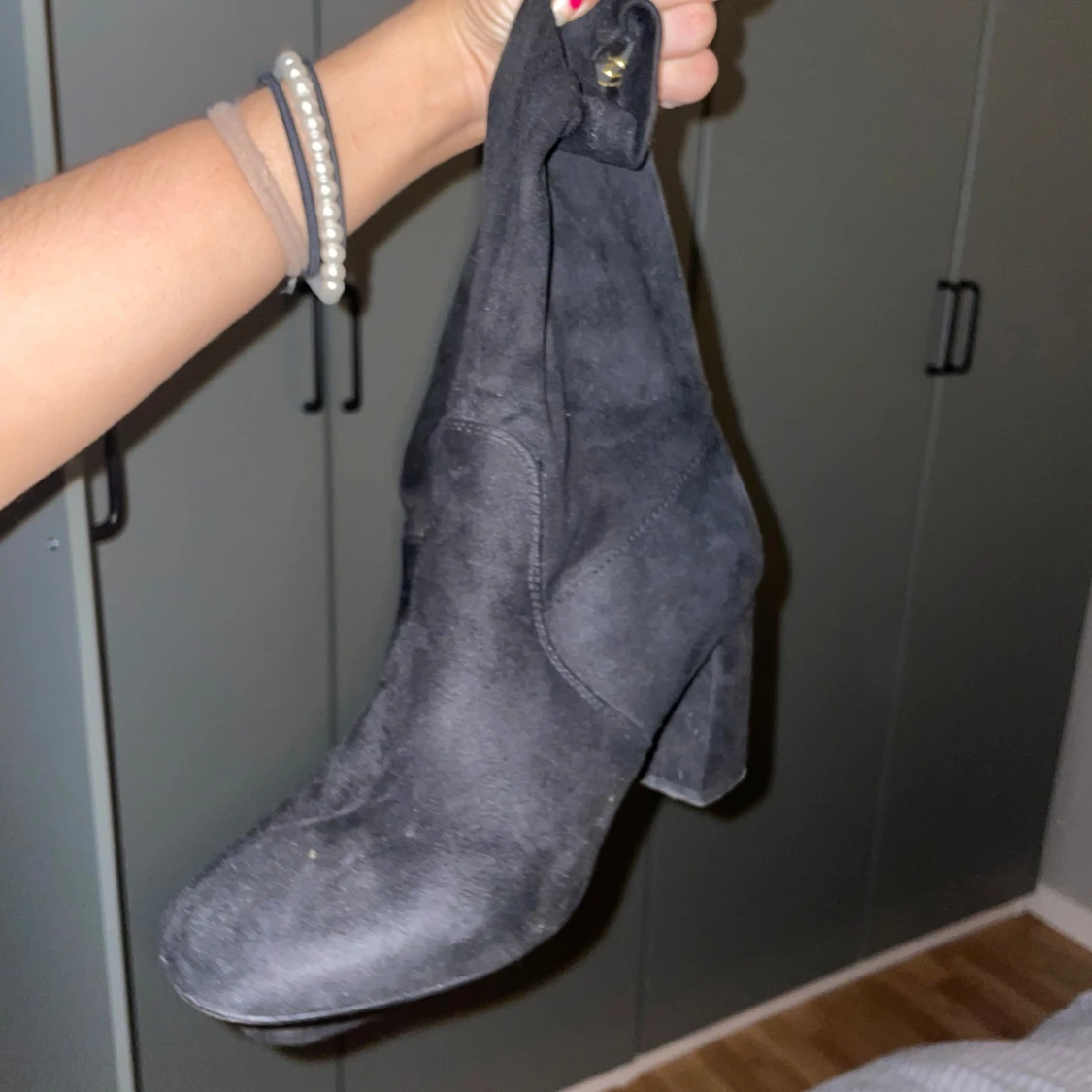 Svarta mocka boots med klack - 2