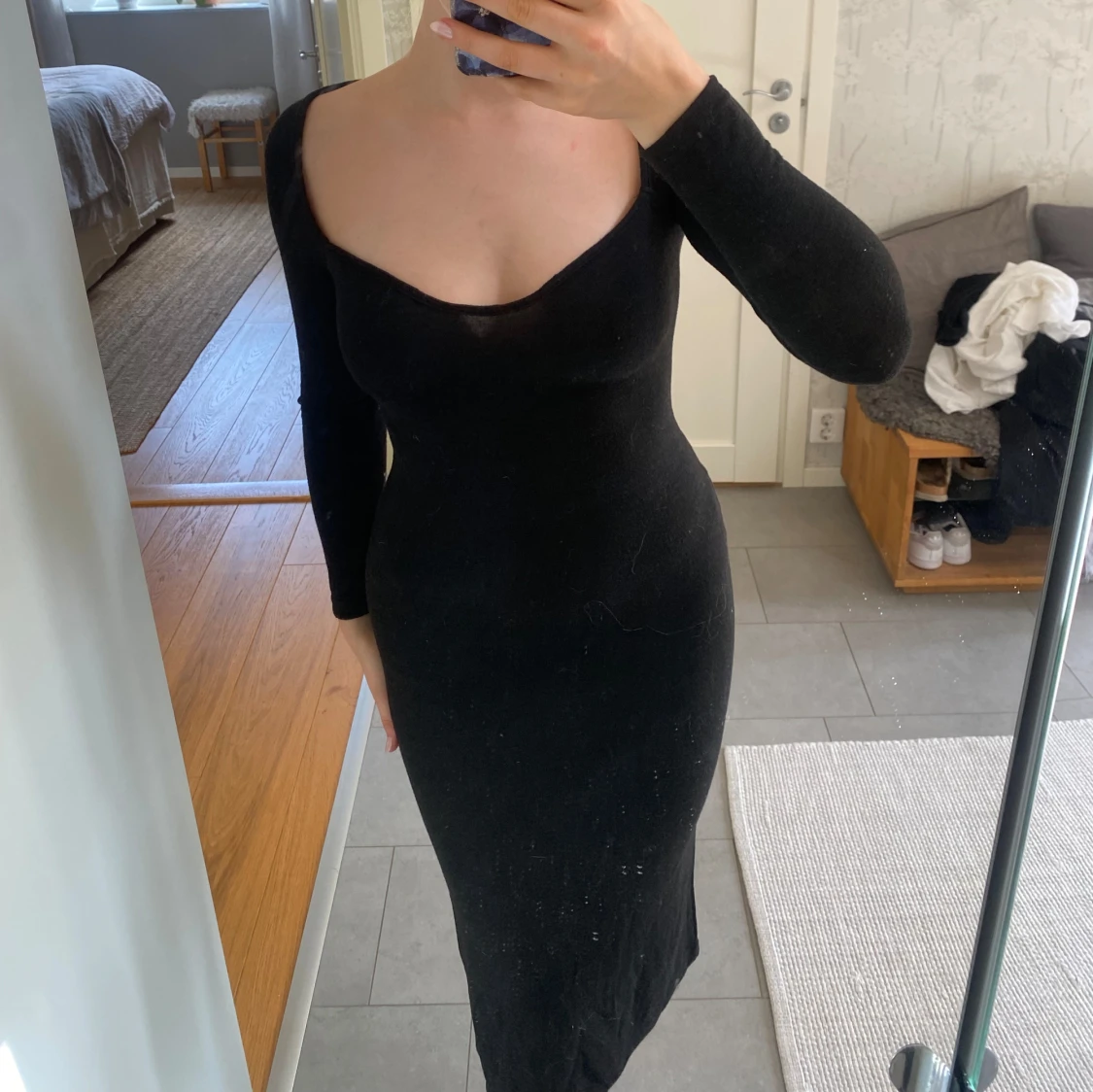 Tunn stickad klänning