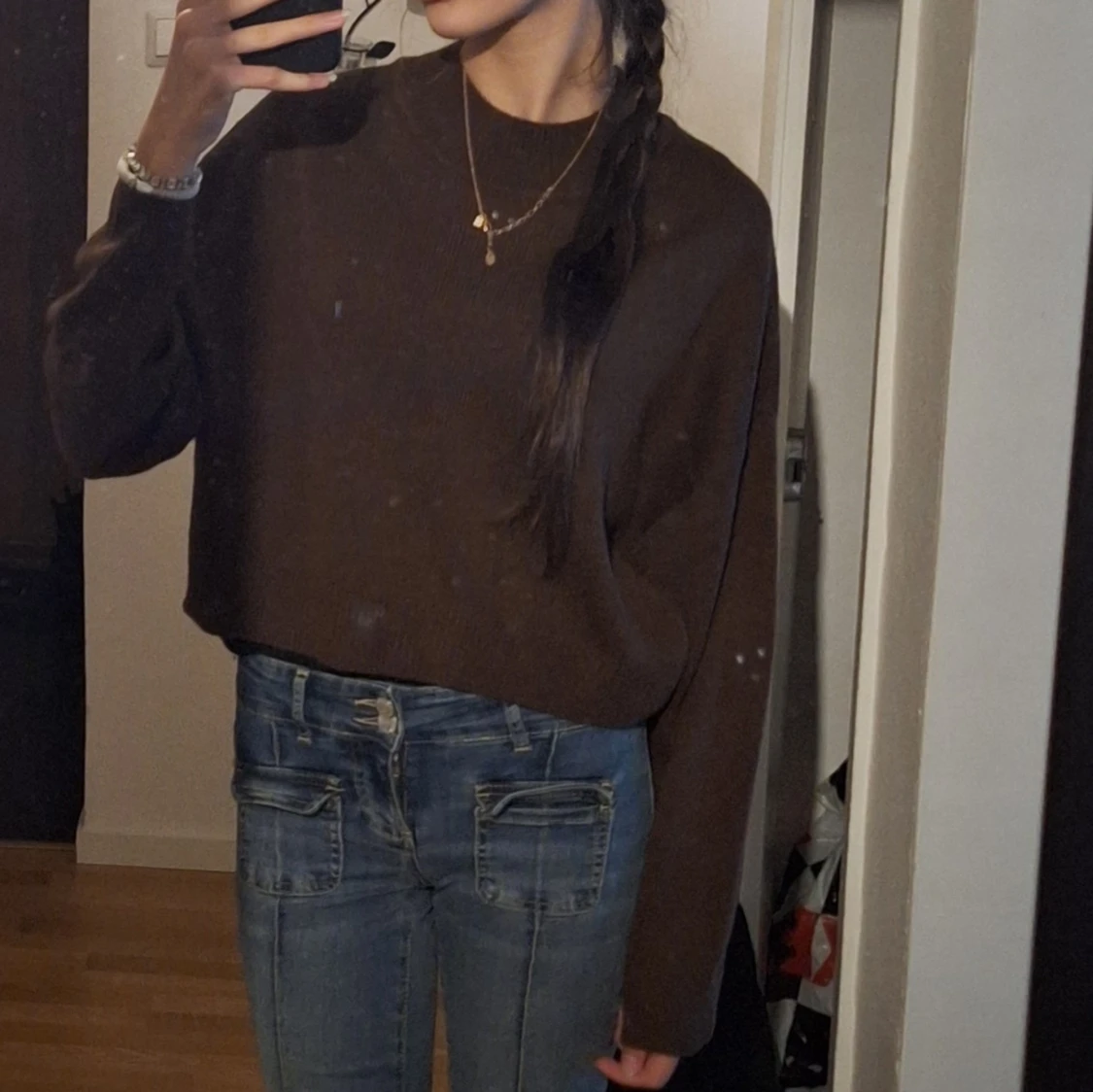 Brun croppad tröja